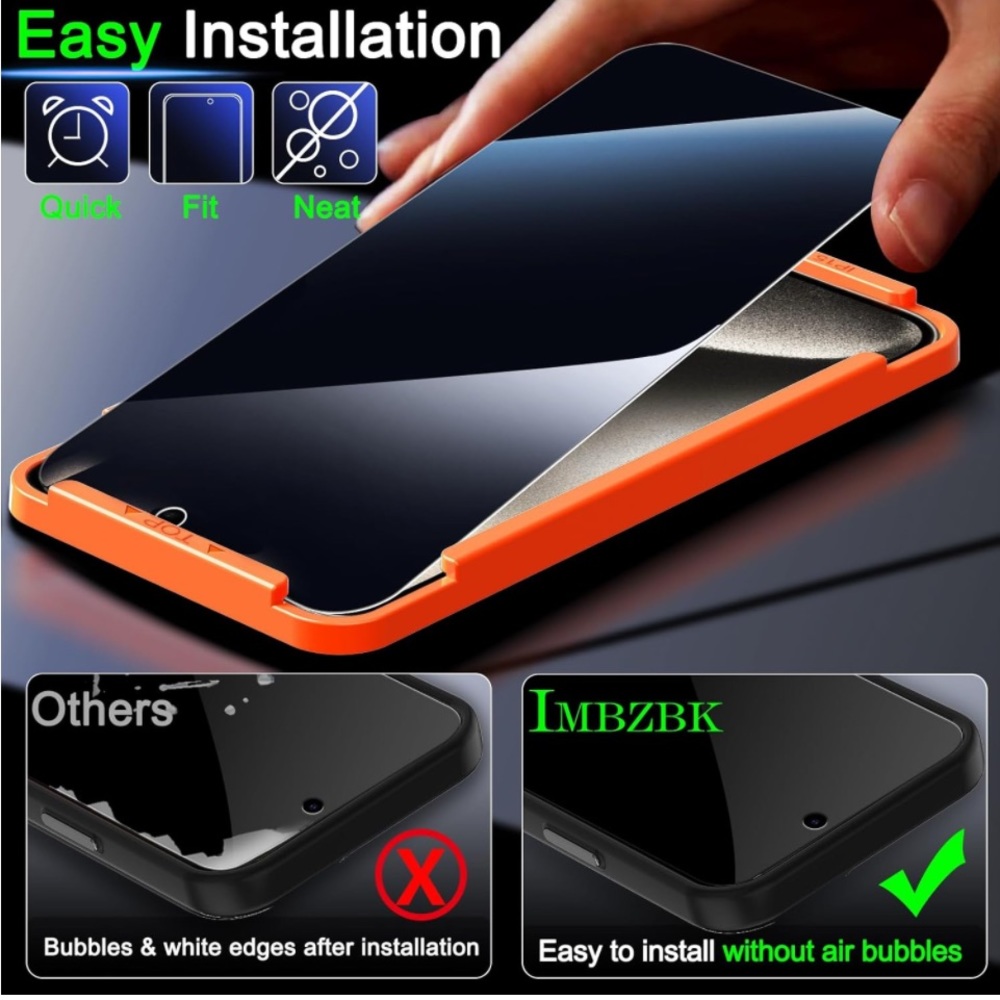 New 4 Pack Privacy Protector & Pack Lens Protector, True 25° Privacy Protection - Picture 9 of 9